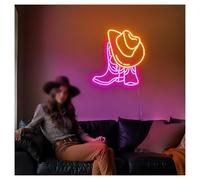 LEMST Signs Lamp Cowboy Boot with Hat Neon Sign