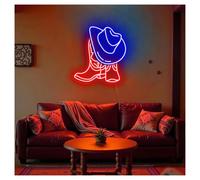 LEMST Signs Lamp Cowboy Boot with Hat Neon Sign