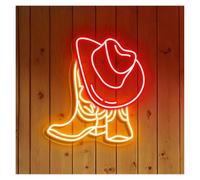 LEMST Signs Lamp Cowboy Boot with Hat Neon Sign
