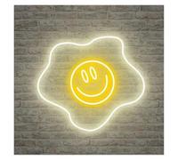 LEMST Signs Lamp Fried Egg Neon Sign Cute Smile Light USB Powered for Kitchen Living Room Restaurant Dining Room Bedroom Wall Art Hanging Decor 40cmx38cm(B)