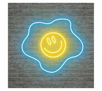 LEMST Signs Lamp Fried Egg Neon Sign Cute Smile Light USB Powered for Kitchen Living Room Restaurant Dining Room Bedroom Wall Art Hanging Decor 40cmx38cm(A)
