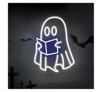 LEMST Signs Lamp Ghost Reading Neon Sign USB Powered Adjustable Brightness Ghost Neon Lights, for Room Wall Decoration 30cmx40cm(D)