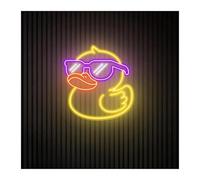 LEMST Signs Lamp Glasses Duck Neon Sign USB Powered Adjustable Brightness Lights Suitable for Home Shop Decor(B,45cmx45cm)