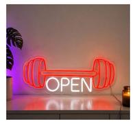 LEMST Signs Lamp Gym Barbell Open Neon Sign