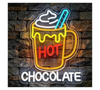 LEMST Signs Lamp Hot Chocolate Neon Sign | LED Light For Coffee Shop Kitchen Restaurant Cafe Dessert Store Party Decor 32cmx42cm