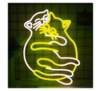 LEMST Signs Lamp Hug The Cat Neon Sign Two Hug Cats Light for Bar Party Bedroom Home Pet Shop Valentine's Day Atmosphere Decorative Lamp 42cmx32cm(C)