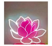 LEMST Signs Lamp Lotus Flower Neon Sign USB Powered Adjustable Brightness Custom Neon Lights for Home Wall Decor 30cmx40cm(A)