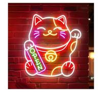 LEMST Signs Lamp Lucky Cat Open Neon Sign
