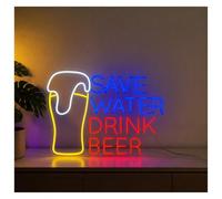 LEMST Signs Lamp Save Water Drink Beer Neon Sign