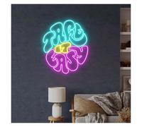 LEMST Signs Lamp Take It Easy Neon Signs USB Powered Adjustable Brightness Letter Neon Lights Suitable for Wall Retro Decor(A,35cmx35cm)