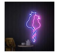 LEMST Signs Lamp Two Cats Neon Sign USB Powered Adjustable Brightness Cats Neon Lights Suitable for Shop Room Wall Decor(C,30cmx65cm)