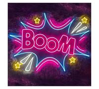 LEMST Signs Lamp USB Powered Boom! Neon Sign Adjustable Brightness Bubbles Boom! Personalized Neon Sign for Bar Club Wall Art Decor(A,80CM)