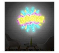 LEMST Signs Lamp USB Powered Boom! Neon Sign Adjustable Brightness Bubbles Boom! Personalized Neon Sign for Bar Club Wall Art Decor(E,40CM)