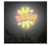 LEMST Signs Lamp USB Powered Boom! Neon Sign Adjustable Brightness Bubbles Boom! Personalized Neon Sign for Bar Club Wall Art Decor(F,40CM)