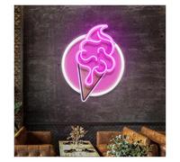 LEMST Signs Lamp USB Powered Ice Cream Neon Sign UV Printed Ice Cream Neon Lights Adjustable Brightness for Wall Decor 32cmx38.1cm