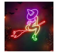LEMST Signs Lamp Witch On Broomstick Neon Sign