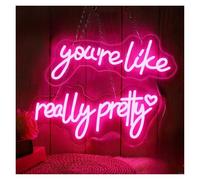 LEMST Signs Lamp You're Like Really Pretty Neon Sign Pink Light Dimmable for Wall Decor USB Powered for Wedding Home Party Girls Bedroom Bar Valentine's Day