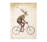 LEMST Wall Art Canvas Prints Vintage Anthropomorphic Animal Tiger Lion Deer Fox Poster Prints Canvas Painting Wall Art Picture Kids Room Home Decor(U,50x70cm)