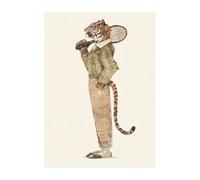 LEMST Wall Art Canvas Prints Vintage Anthropomorphic Animal Tiger Lion Deer Fox Poster Prints Canvas Painting Wall Art Picture Kids Room Home Decor(Q,30x40cm)