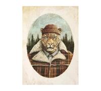 LEMST Wall Art Canvas Prints Vintage Anthropomorphic Animal Tiger Lion Deer Fox Poster Prints Canvas Painting Wall Art Picture Kids Room Home Decor(I,40x60cm)
