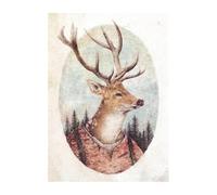 LEMST Wall Art Canvas Prints Vintage Anthropomorphic Animal Tiger Lion Deer Fox Poster Prints Canvas Painting Wall Art Picture Kids Room Home Decor(O,20x30cm)
