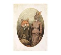 LEMST Wall Art Canvas Prints Vintage Anthropomorphic Animal Tiger Lion Deer Fox Poster Prints Canvas Painting Wall Art Picture Kids Room Home Decor(M,20x30cm)