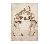 LEMST Wall Art Canvas Prints Vintage Anthropomorphic Animal Tiger Lion Deer Fox Poster Prints Canvas Painting Wall Art Picture Kids Room Home Decor(P,50x70cm)