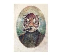 LEMST Wall Art Canvas Prints Vintage Anthropomorphic Animal Tiger Lion Deer Fox Poster Prints Canvas Painting Wall Art Picture Kids Room Home Decor(D,30x40cm)