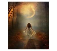 LEMST Wall Art Canvas Prints Vintage, Wall Art, Religion, Jesus, Moon Magic Angel Canvas Print Poster No Frame Home Living Room Room Decoration(H,60X90cm)