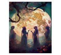 LEMST Wall Art Canvas Prints Vintage, Wall Art, Religion, Jesus, Moon Magic Angel Canvas Print Poster No Frame Home Living Room Room Decoration(C,60X90cm)