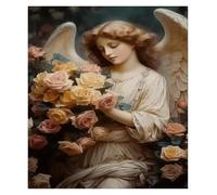 LEMST Wall Art Canvas Prints Vintage, Wall Art, Religion, Jesus, Moon Magic Angel Canvas Print Poster No Frame Home Living Room Room Decoration(P,50x70cm)