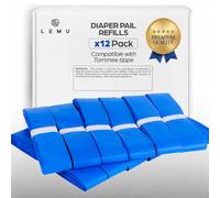 LEMU 12 Pack Nappy Bin Refills, Compatible with Tommee Tippee Twist And Click Refill for All Models Bins, Strong Odour Lock, Diaper Pail Liners, 4.5m Diaper Bin Pail Disposal Bags