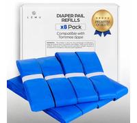LEMU 8 Pack Nappy Bin Refills, Compatible with Tommee Tippee Twist And Click Refill for All Models Bins, Multi-Layer Odour Lock Nappy Disposal Bags, 4.5m Diaper Pail Refill Bags