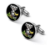 Lemur Bananas Shirt Cufflinks Round Cuff Links Classic Shirt Studs Jewelry Gifts for Wedding Business