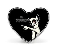 Lemur Be Yourself Cute Brooch Badge Metal Heart Shaped Lapel Pins for Men Women Clothes Bag Hat Jewelry Accessories