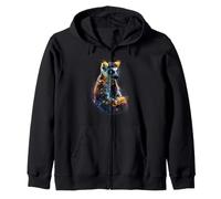 Lemur Colourful Animal Art Wildlife Motif Madagascar Monkey Zip Hoodie