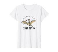 Lemur Get in No Time to Explain Dinosaur Meme Value Graphic T-Shirt, Women, White, XL