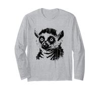 Lemur Ink Art Jungle Madagascar Wildlife Portrait Grunge Long Sleeve T-Shirt