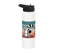 Lemur Retro Style Ring Tailed Lemur Primate Wildlife Animal Stainless Steel Insulated Water Bottle