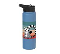 Lemur Retro Style Ring Tailed Lemur Primate Wildlife Animal Stainless Steel Insulated Water Bottle