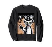 Lemur Selfie UFO Pyramids Egypt Surreal Sweatshirt