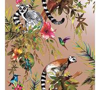 Lemur Wallpaper Rose Gold Tropical Jungle Birds Flowers Floral Trees Animals from YöL