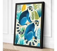 Lemurs in the Canopy Tropical Canvas Wall Art Print 24x16 Inch (61 x 41 cm)