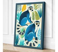 Lemurs in the Canopy Tropical Canvas Wall Art Print 30x20 Inch (76 x 51 cm)