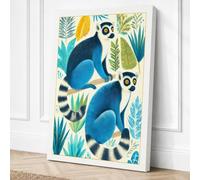 Lemurs in the Canopy Tropical Canvas Wall Art Print 36x24 Inch (91 x 61 cm)