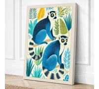 Lemurs in the Canopy Tropical Canvas Wall Art Print 36x24 Inch (91 x 61 cm)