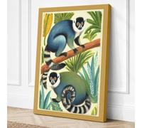 Lemurs in the Canopy Vintage Canvas Wall Art Print 18x12 Inch (46 x 30 cm)