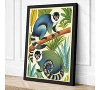Lemurs in the Canopy Vintage Canvas Wall Art Print 24x16 Inch (61 x 41 cm)