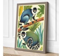 Lemurs in the Canopy Vintage Canvas Wall Art Print 24x16 Inch (61 x 41 cm)