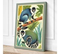 Lemurs in the Canopy Vintage Canvas Wall Art Print 36x24 Inch (91 x 61 cm)